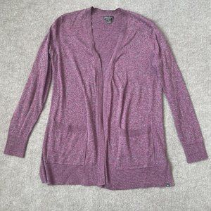 Eddie Bauer Cardigan Womens XS Pink Gray Open Front Sweater Lightweight Pockets